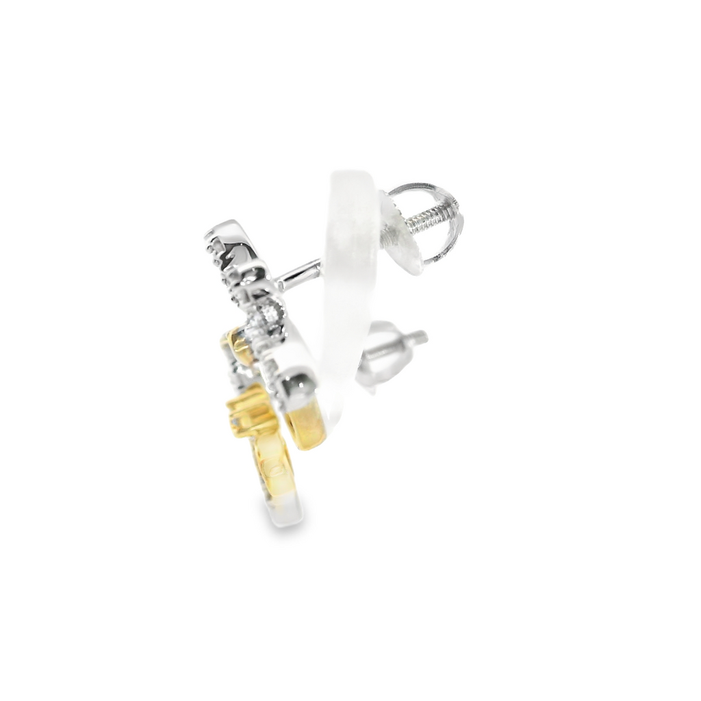 10K Two Tone Diamond Dragonfly Earrings