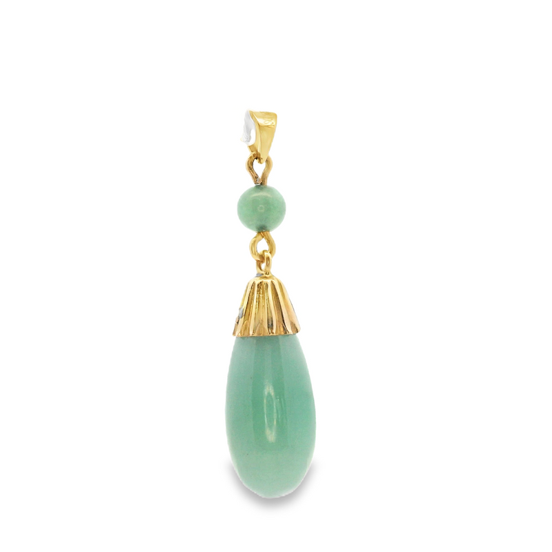 14K YG Jade Pendant