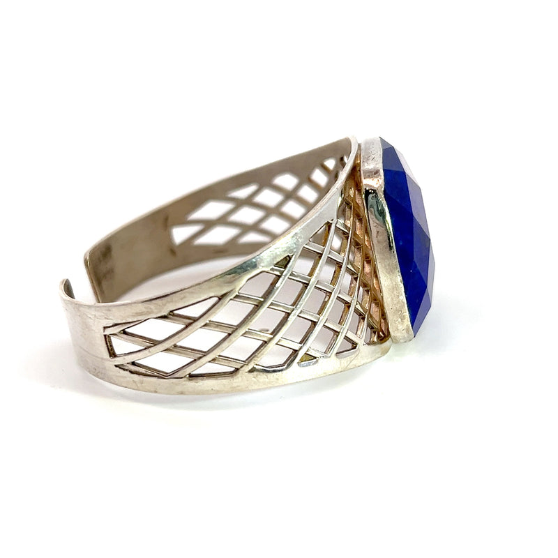 Sterling Silver Faceted Lapis Gemstone Bracelet