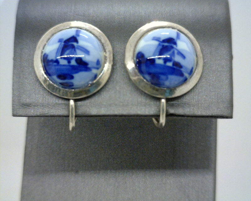 Sterling Silver Delft Earrings Non pierced
