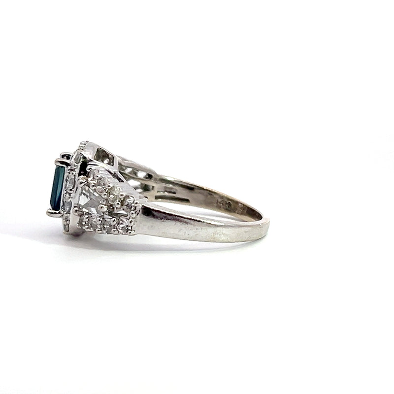 14K WG White & Blue Sapphire Ring