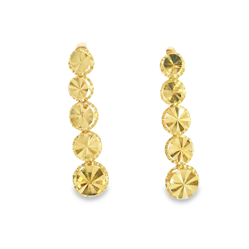14K YG Dangle Diamond Cut Earrings