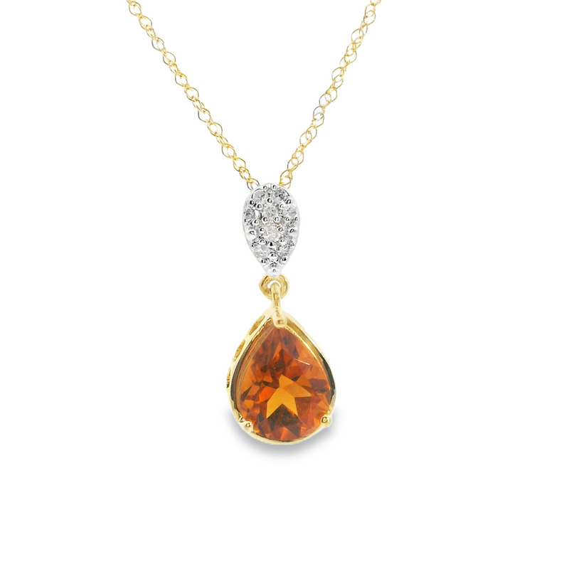 10K YG Citrine & Diamond Pendant