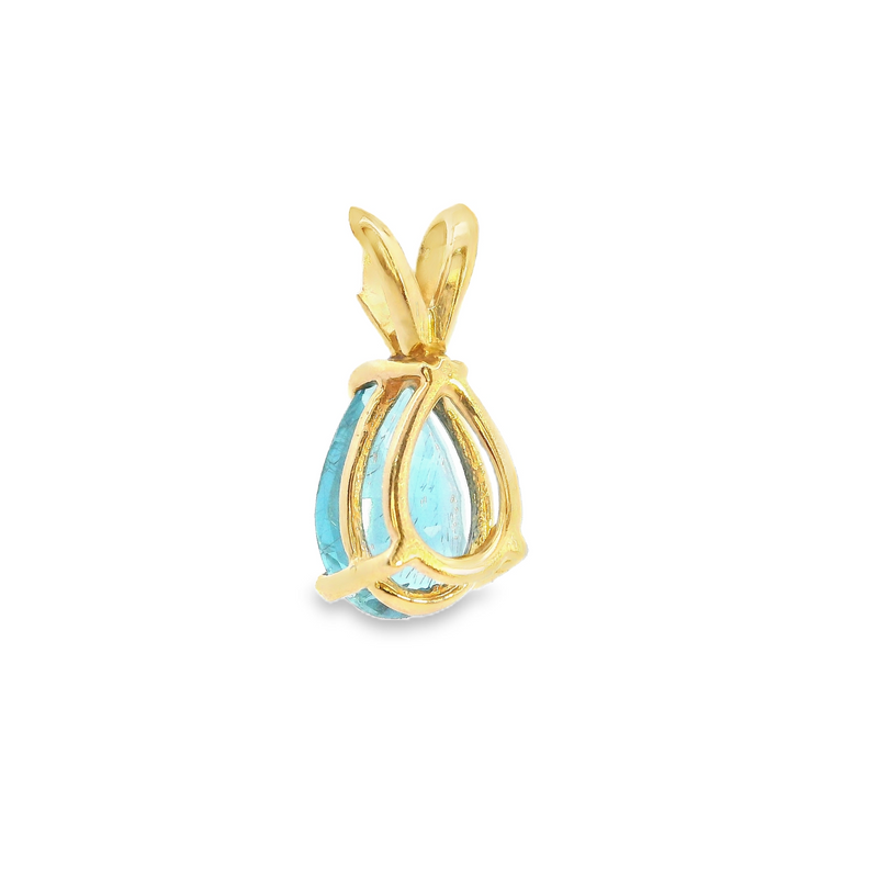 14K YG Blue Topaz Pendant
