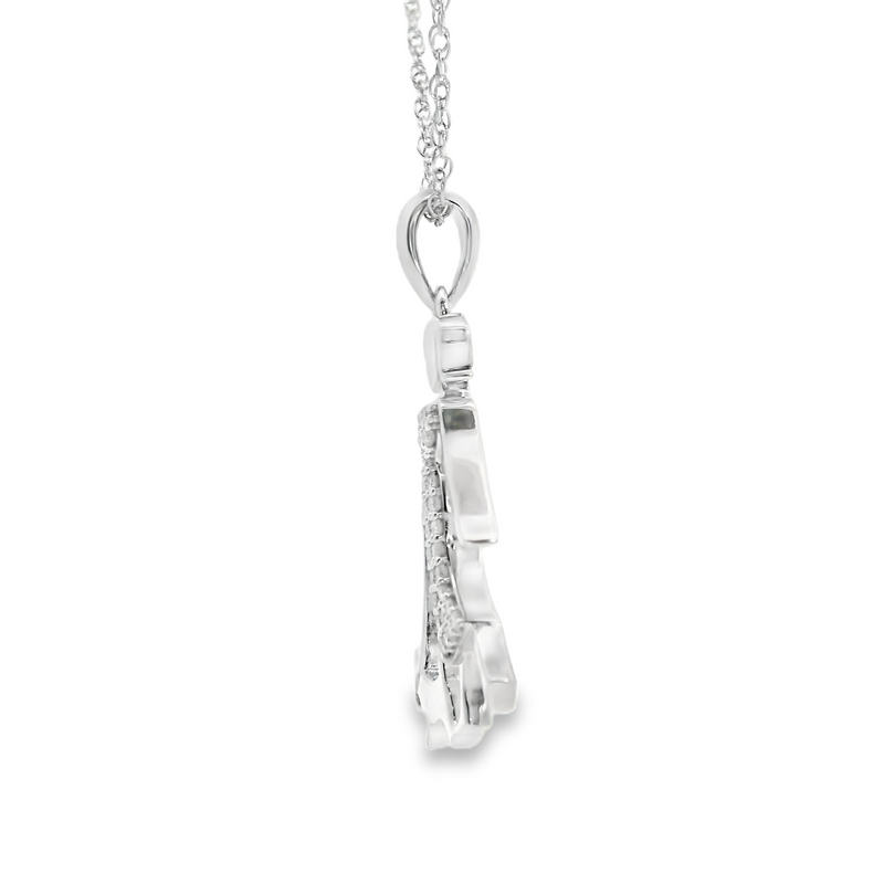 Sterling Silver Diamond Lady & Dog Pendant