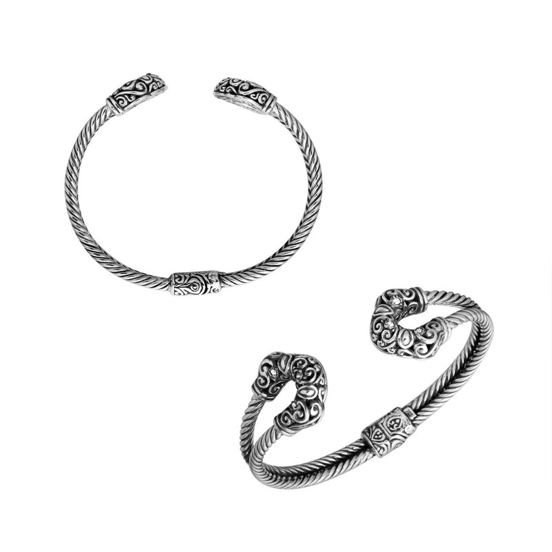 Sterling Silver & CZ Cuff Bangle Bracelet