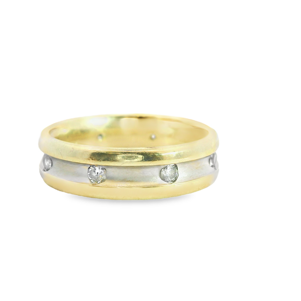 14K Two Tone Diamond Band