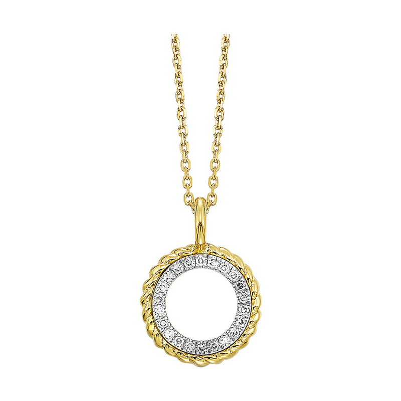 14K YG Circle Diamond Pendant