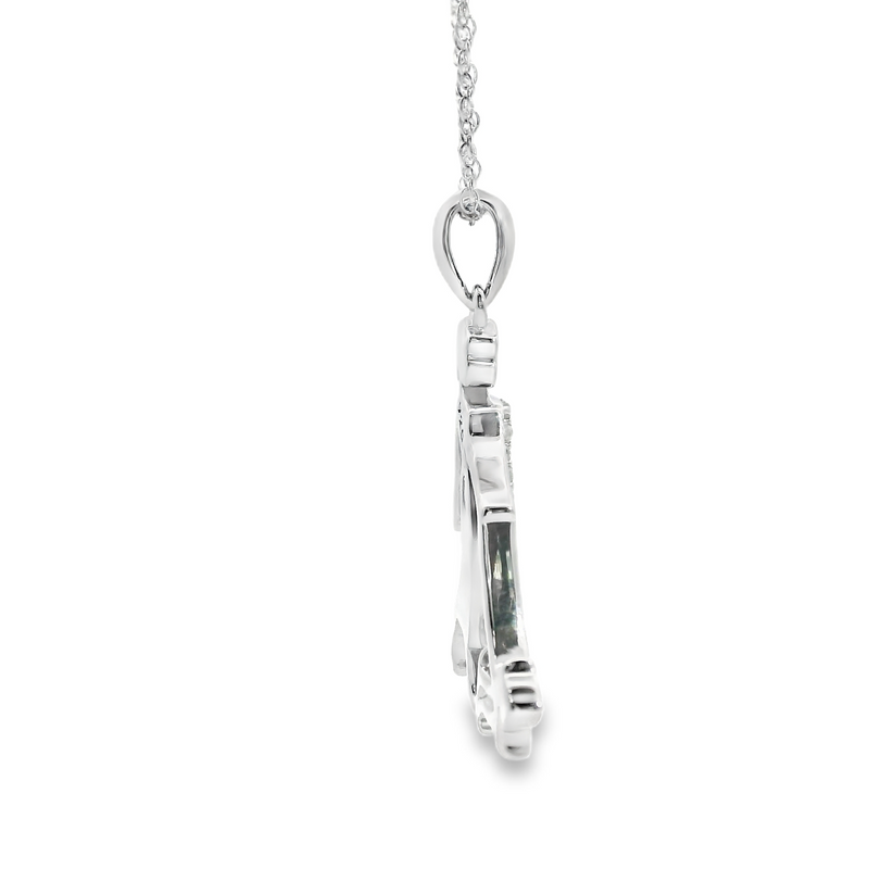 Sterling Silver Diamond Lady & Dog Pendant