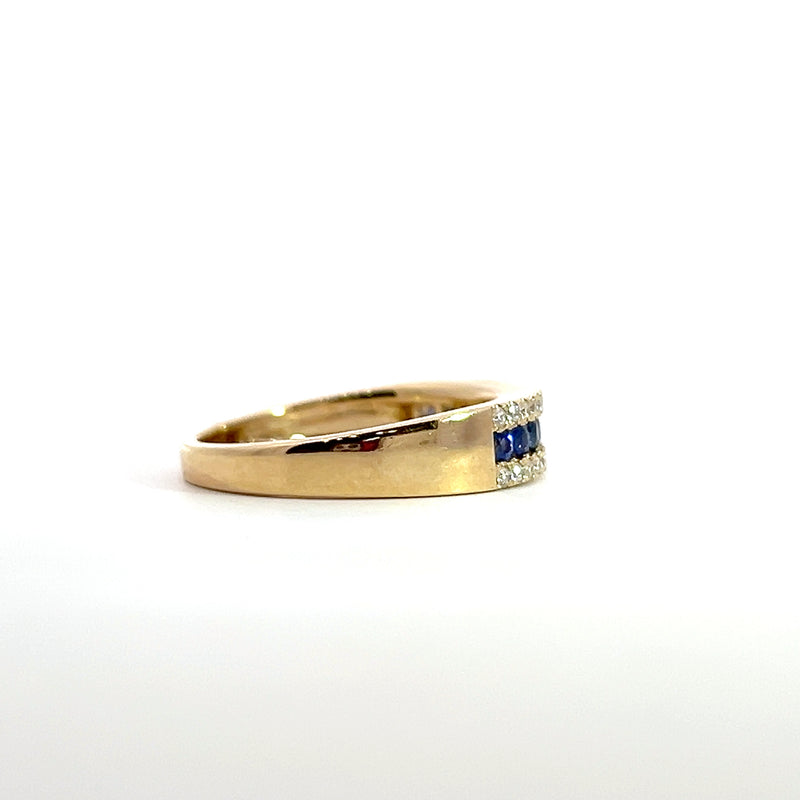 14K YG Sapphire & Diamond Band