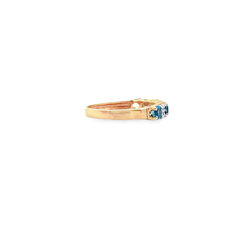 10K YG Blue Topaz & Diamond Ring