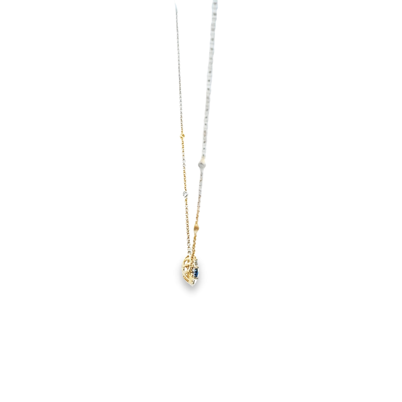 14K YG Aquamarine & Diamond Necklace