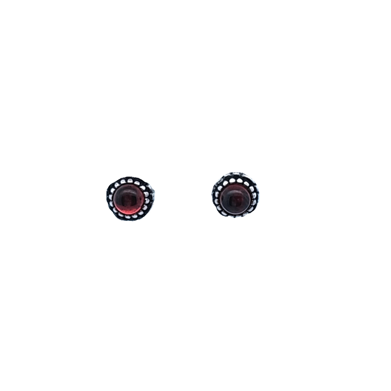 Sterling Silver Garnet Stud Earrings