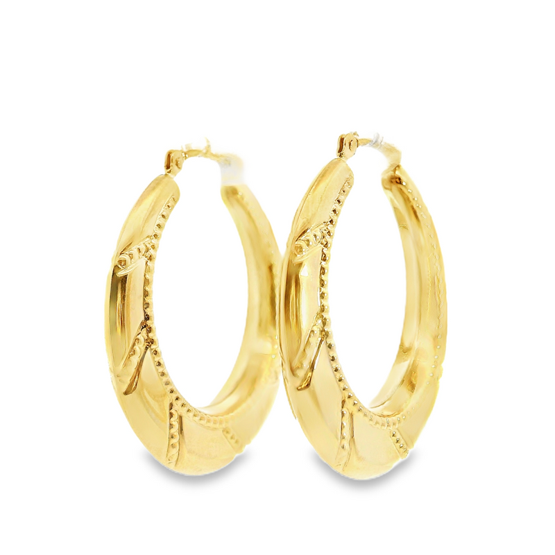 14K YG Hoop Earrings.