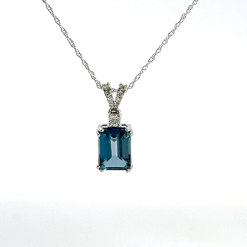 10K WG London Blue Topaz & Diamond pendant