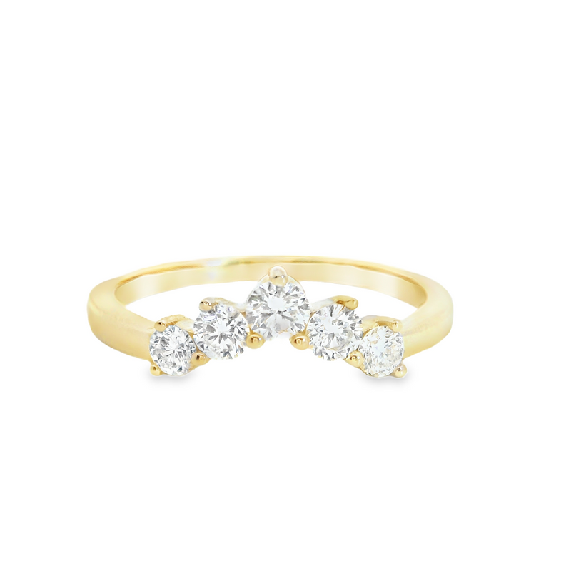 14K YG Curved Diamond Band 0.4