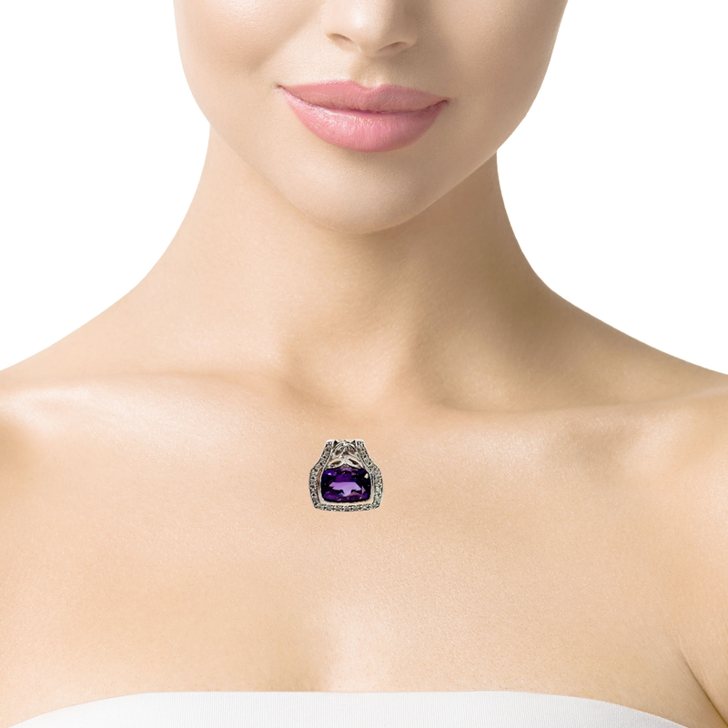 Sterling Silver Amethyst & White Sapphire Pendant