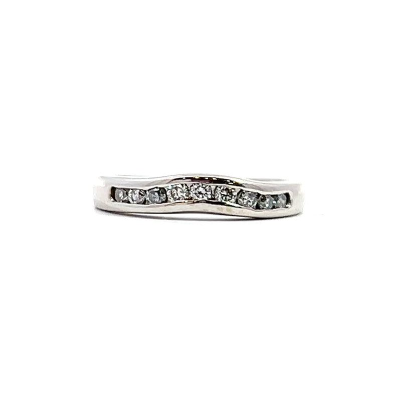 14K WG Curved Channel Set Diamond Band