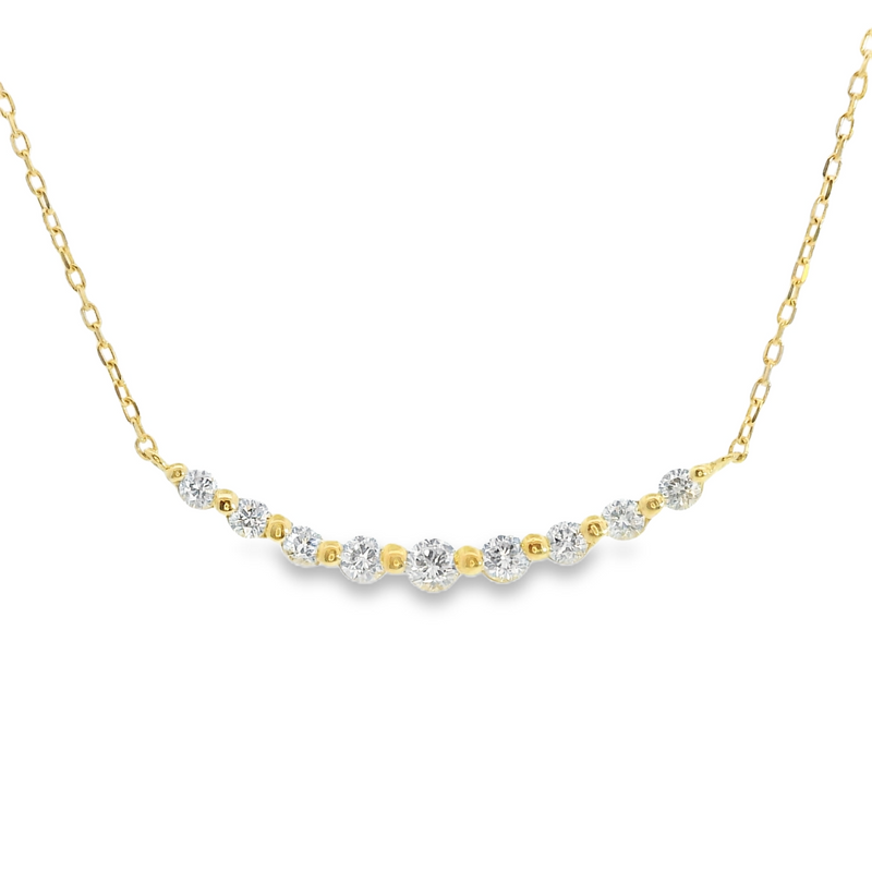 18K YG Curved Diamond Bar Necklace