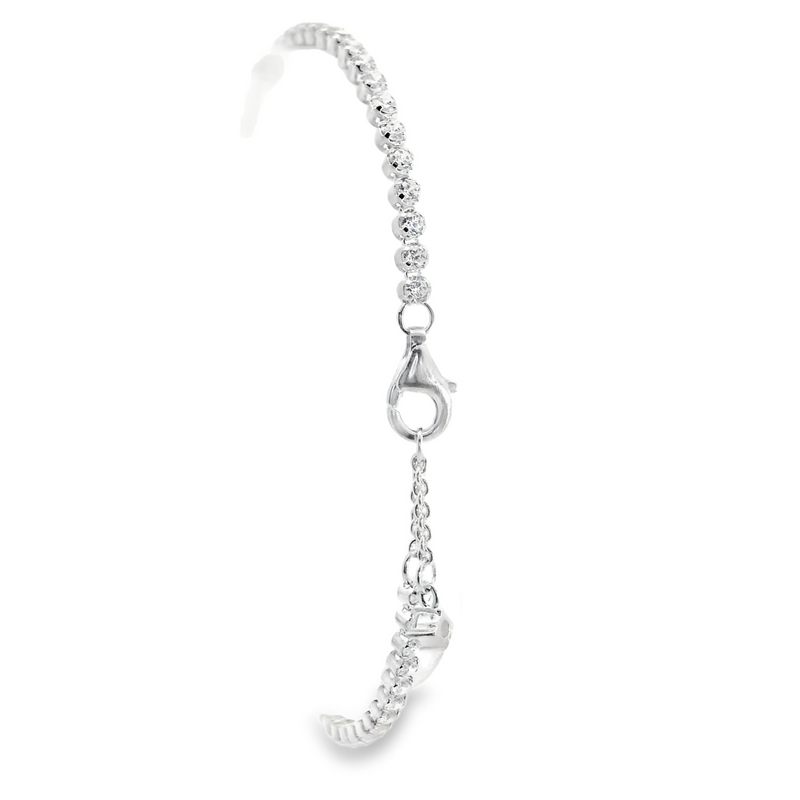 Pandora Sterling Silver Sparkling Pave Tennis Bracelet 7" Long