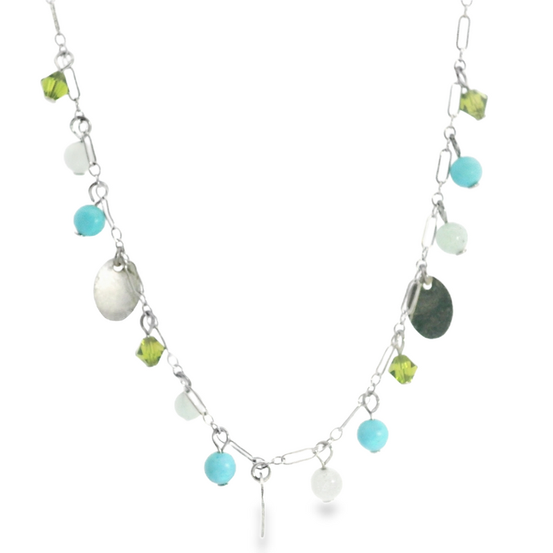 Sterling Silver Gemstone Necklace 16-18" Adjustable