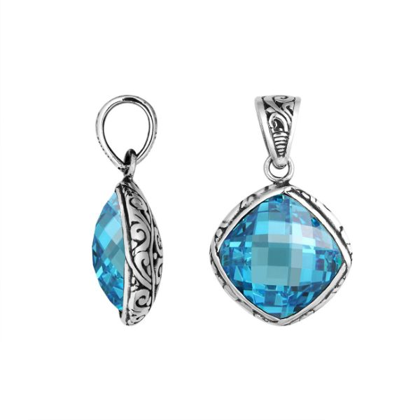 Sterling Silver Pendant With Blue Topaz