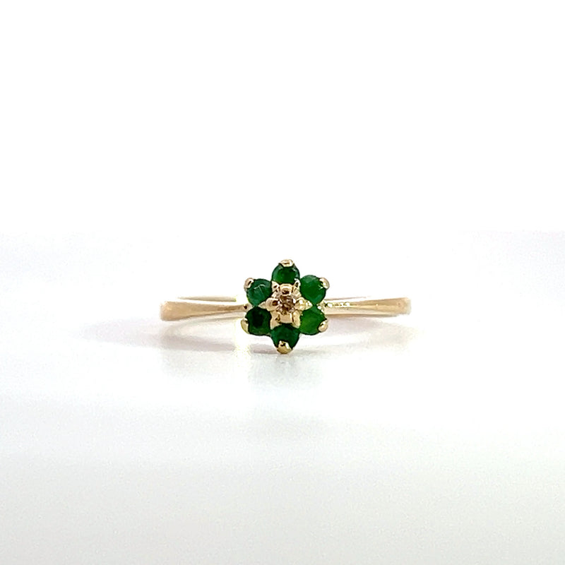 14K YG Emerald & Diamond Ring