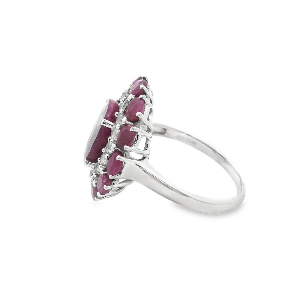Sterling Silver Ruby & White Sapphire Ring