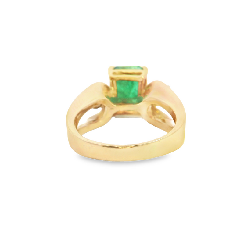 14K YG Emerald & CZ Ring