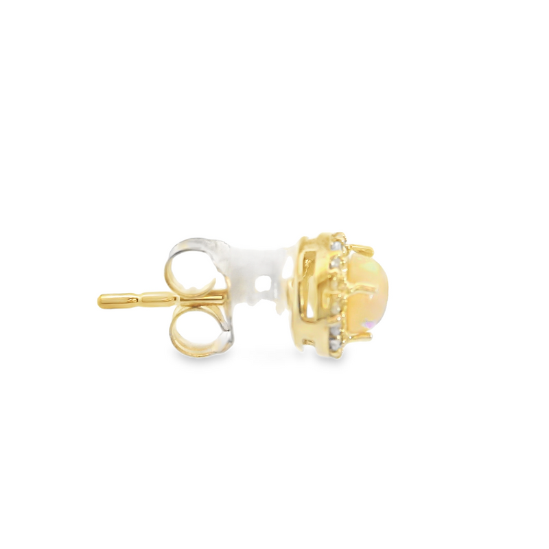 10K YG Opal & Diamond Earrings