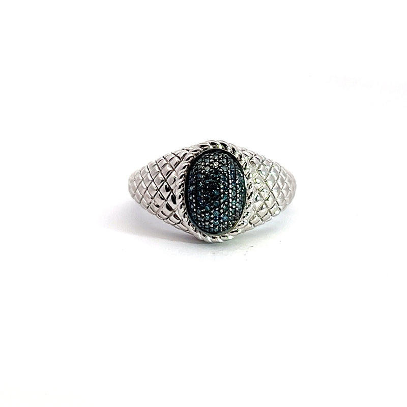 Sterling Silver Blue Diamond Ring