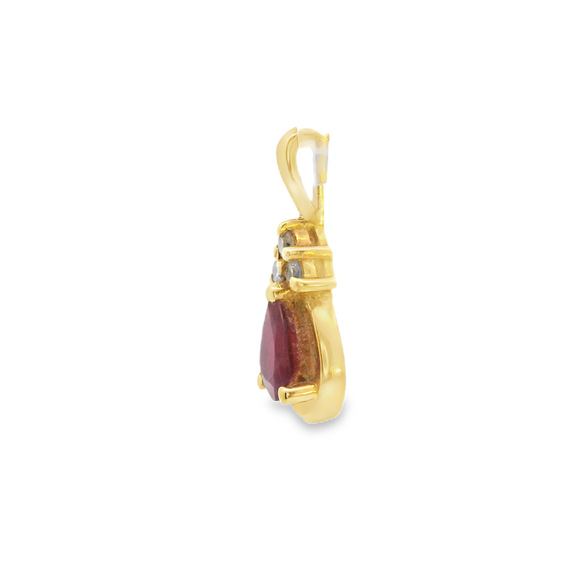 14K YG Ruby & Diamond Pendant