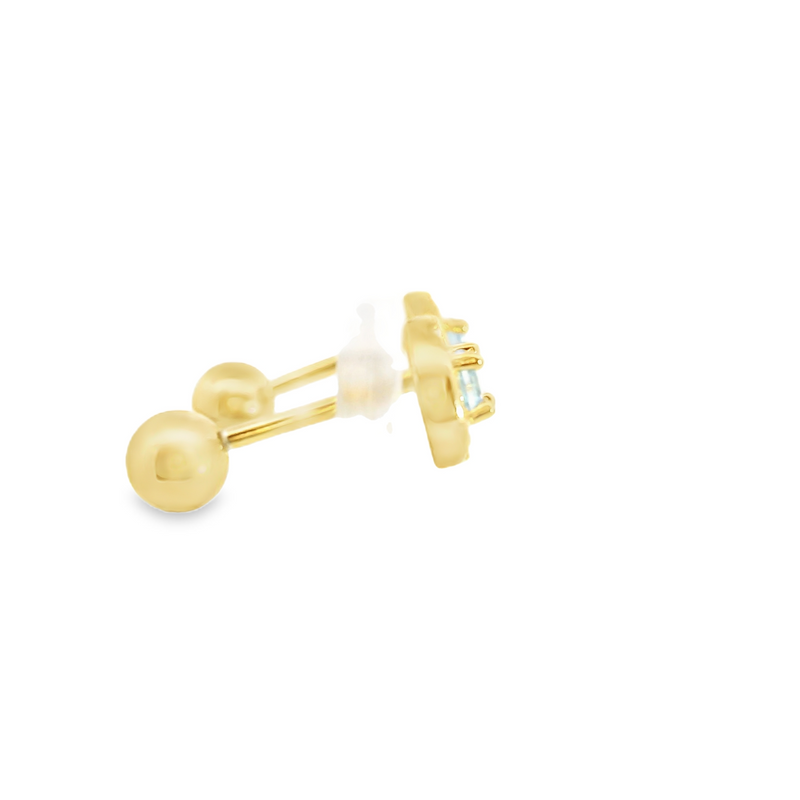 Gold Plated Sterling Silver CZ Stud Earrings.