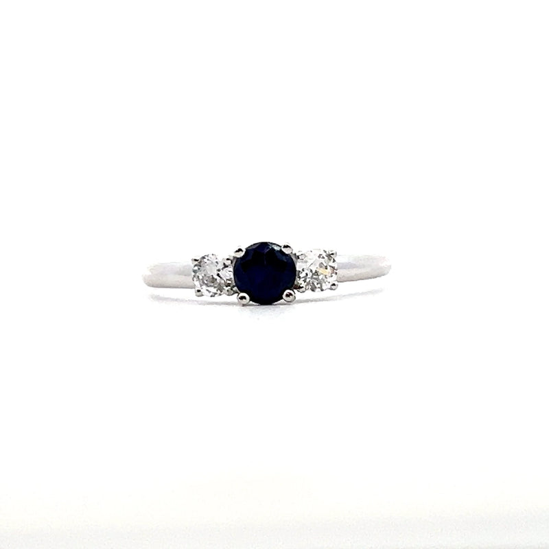 Sterling Silver Clear & Blue CZ Ring