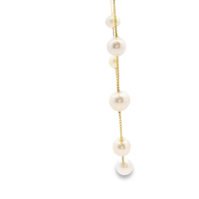 14K YG Station Pearl Necklace 16"