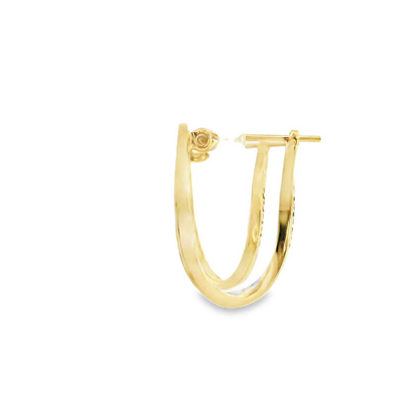 14K YG Channel Set Twisted Hoop Earrings