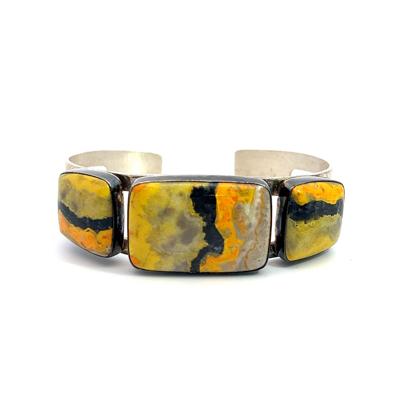Sterling Silver Bumblebee Jasper Cuff Bracelet