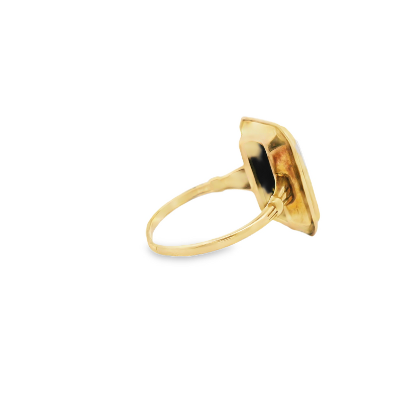 10K YG Black Onyx & Diamond Ring