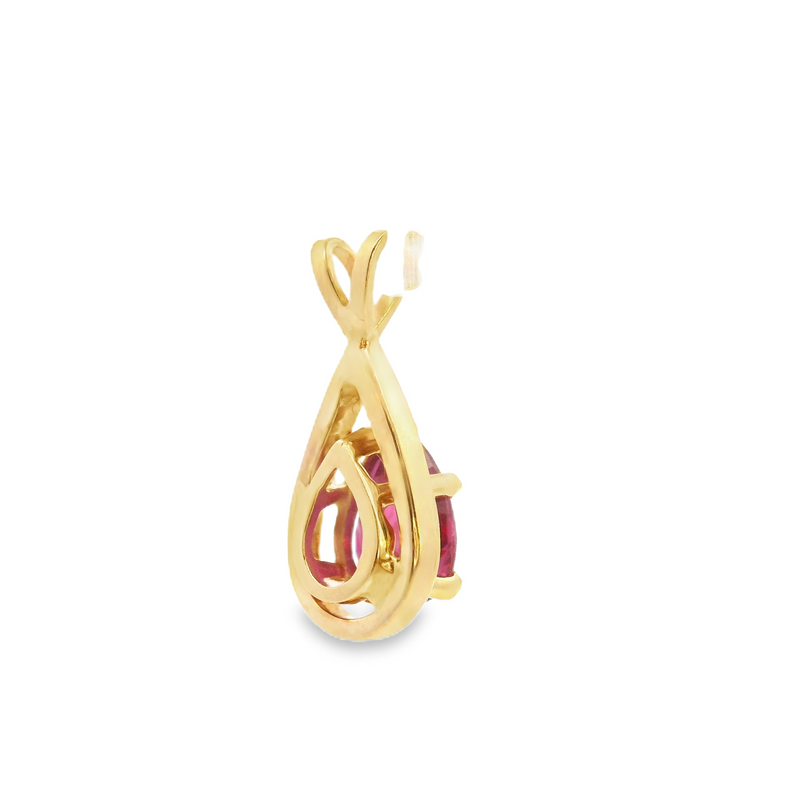 14K YG Lab Grown Ruby Pendant.