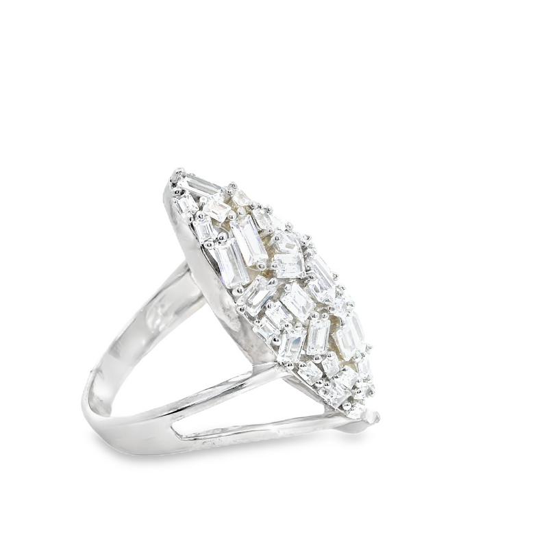 Sterling Silver CZ Wide Ring