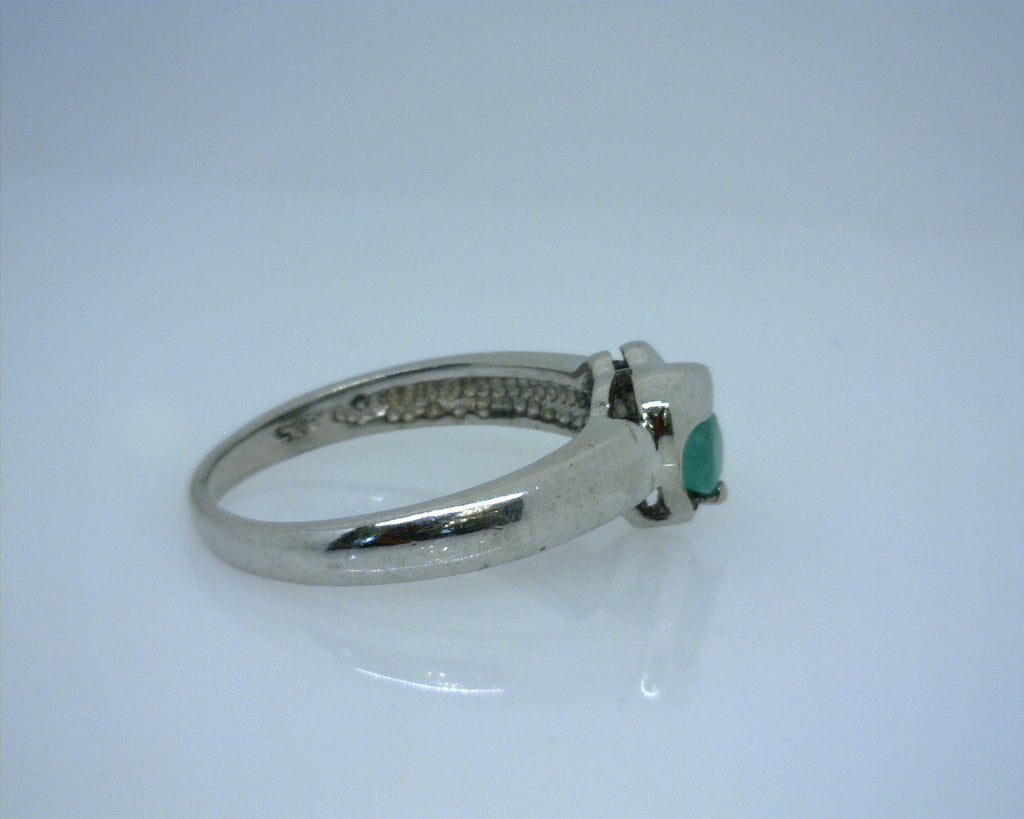 Estate Sterling Silver Emerald Ring