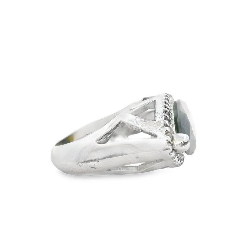 Sterling Silver Green & White CZ Ring Size 7