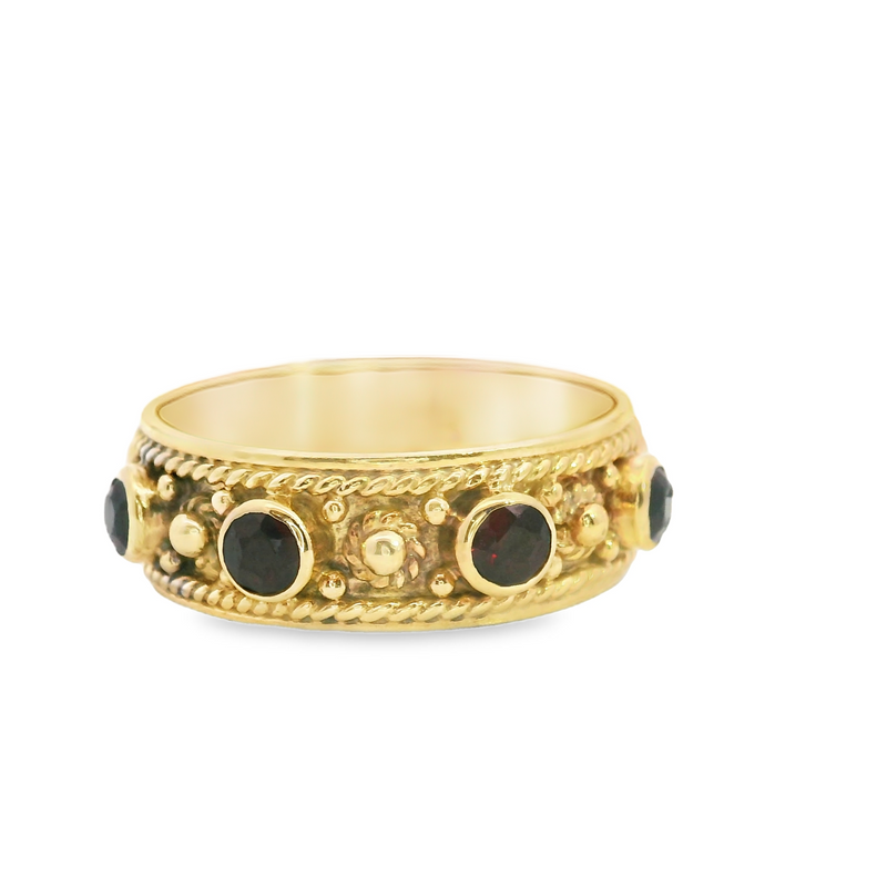 14K YG Garnet Ring