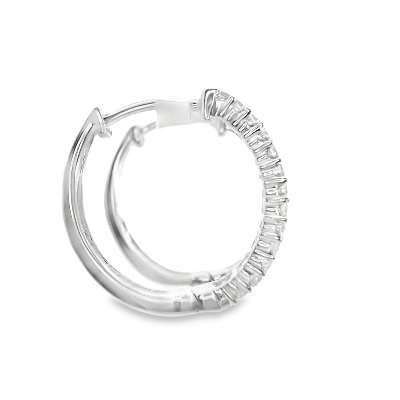 18K WG Diamond Hoop Earrings