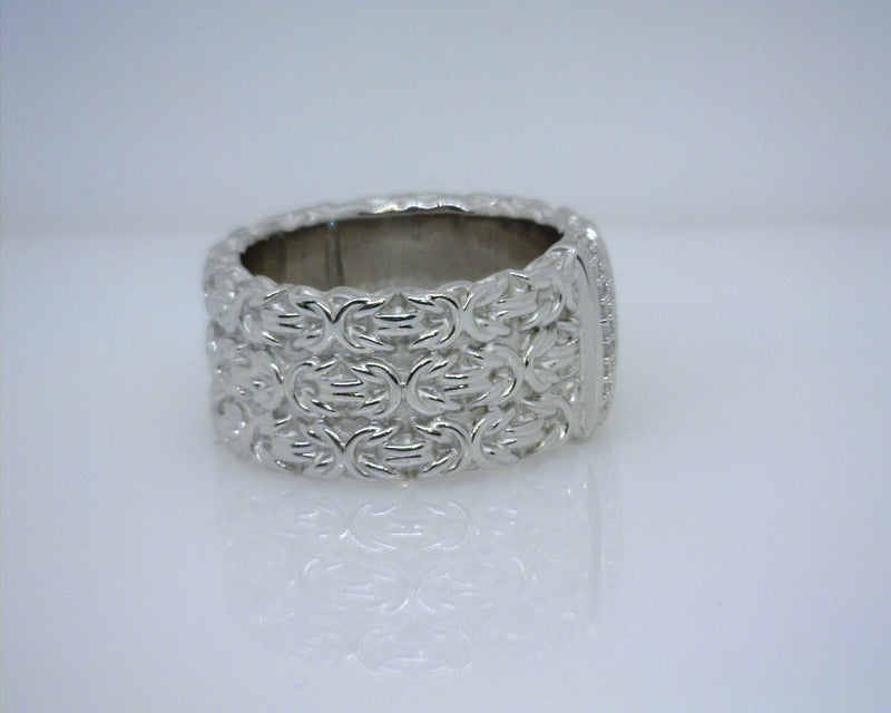 Sterling Silver Wide Diamond Band