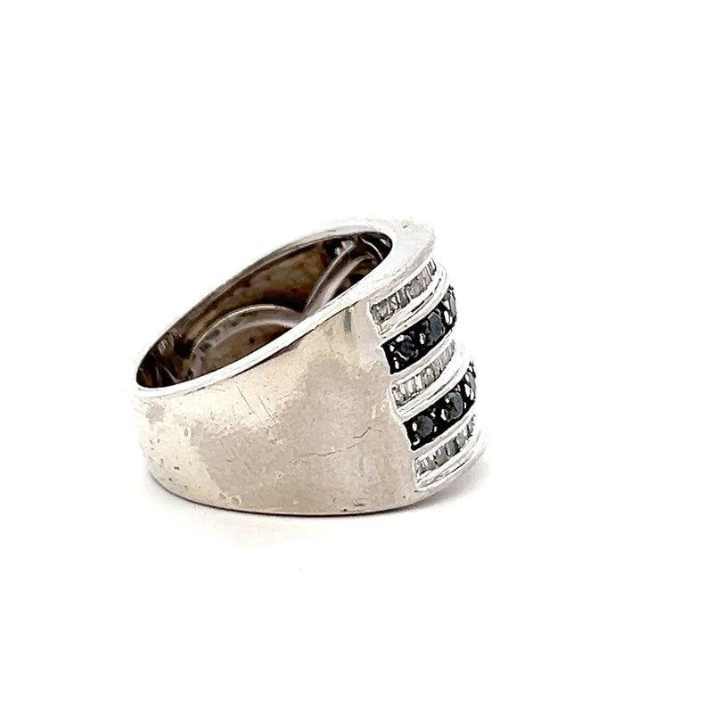 Sterling Silver Black & White Diamond Ring