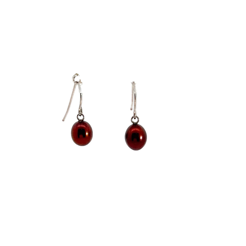 Sterling Silver Black Red Drop Earrings