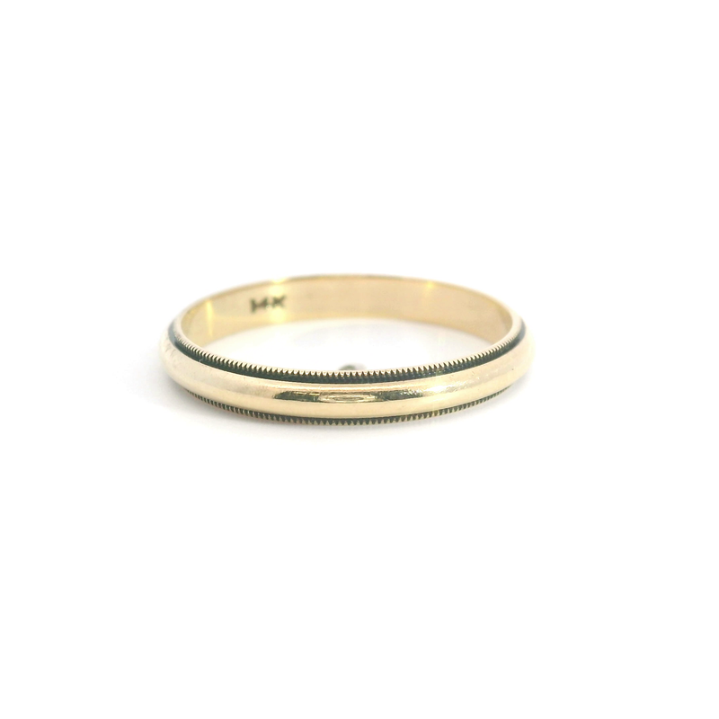 14K YG Milgrain Wedding Band