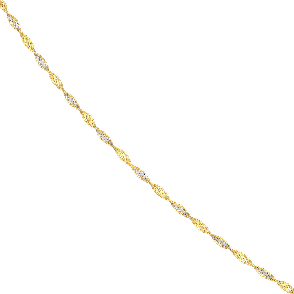 14K Two Tone Twisted Chain 18"