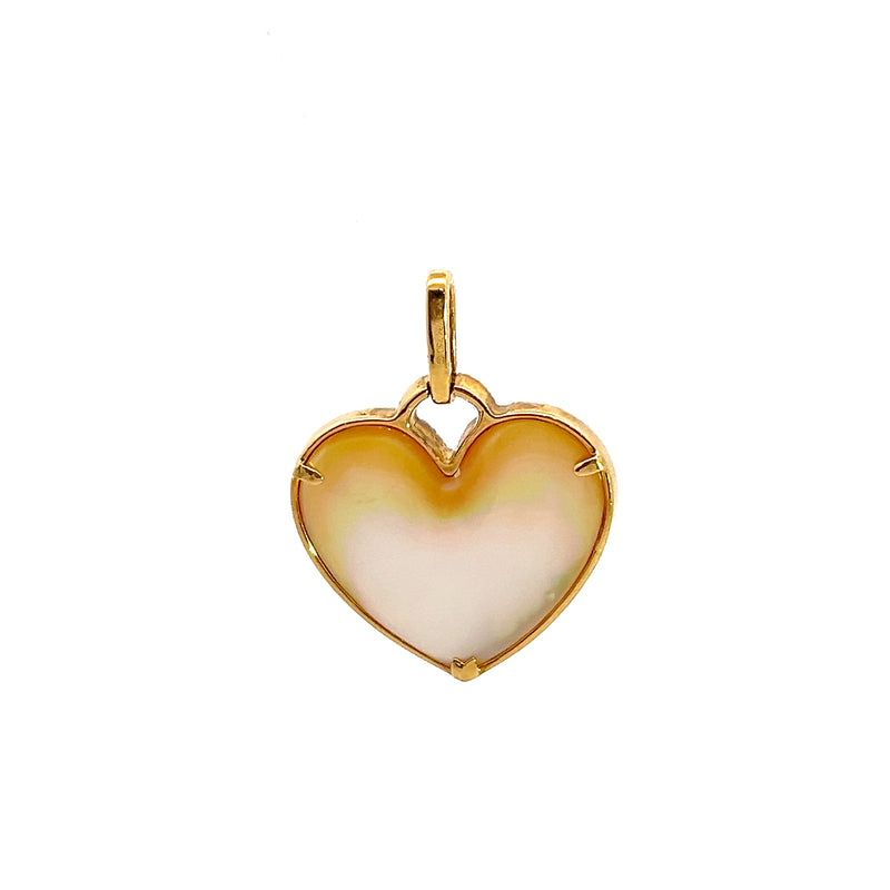 18K YG Mother of Pearl & Diamond Heart Pendant